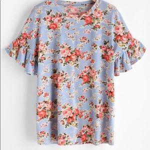 Frill Sleeve Floral Tshirt blouse